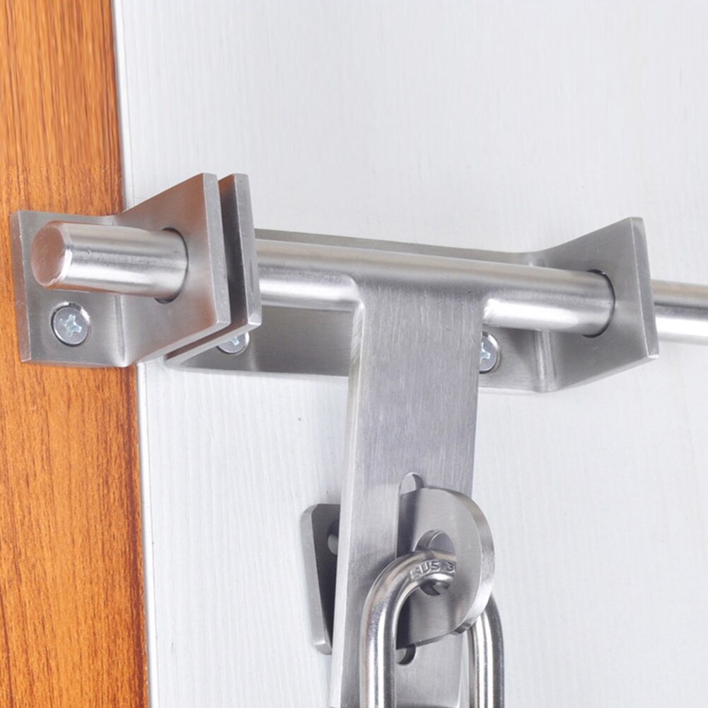 Sliding Bolt Padlock Hole Rust-proof Heavy Duty Gate Latch Safety Lock Multifunction 304 Stainless Steel Hardware Solid Home