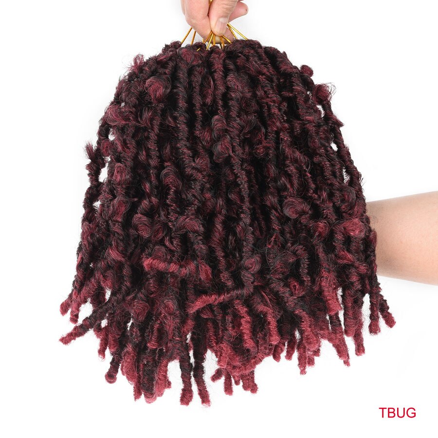 TOMO Butterfly Locs Crochet Braids 12 Inch Pre-looped Bob Distressed Faux Locs Braiding Hair Extensions Natural Synthetic Hair