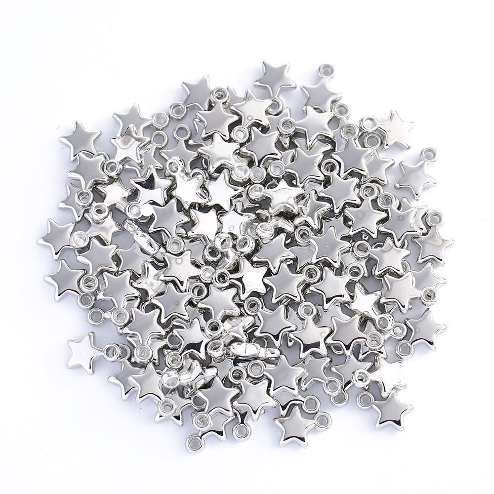 100 pièces 9mm étoile perle breloque or argent plaqué CCB plastique petit pendentif pour bijoux à bricoler soi-même faisant Bracelet collier boucle d'oreille pendentif: orange