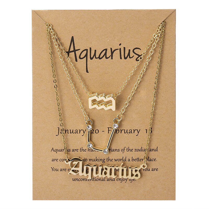 3 Stks/set 12 Sterrenbeeld Hanger Ketting Set Voor Vrouwen Constellation Charm Ketting Vrouwelijke Verjaardag Sieraden Met Karton: Silver Plated