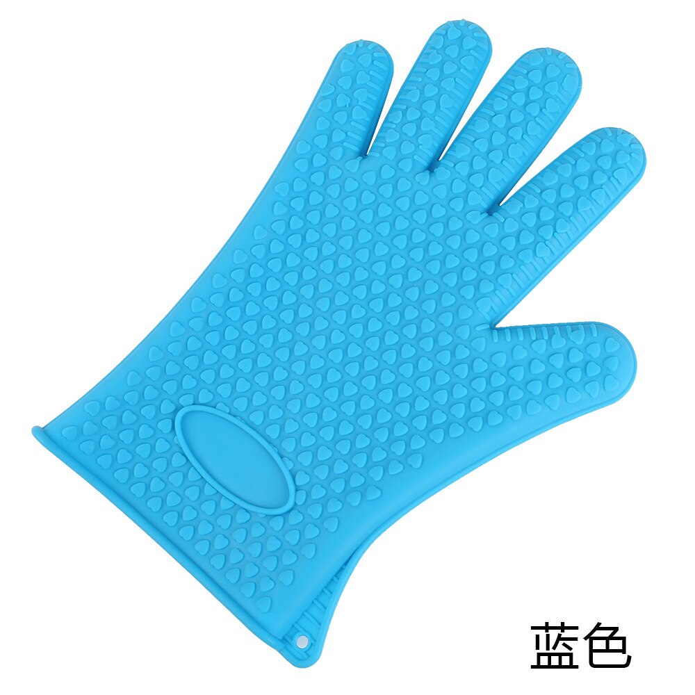 1 para Silikon Handschuhe mikrowelle 5 Finger-handschuh Ofenhandschuh Hitzebeständig Grill Bohrer Fausthandschuh Handschuh Küche BBQ Backen werkzeug: Blau