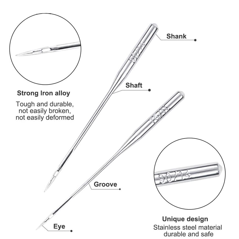DIY Sewing Tools 50Pcs Sharp Sewing Machine Needles Universal Machine Needles Size 9, 11, 12, 14, 16, for Home Sewing Machine