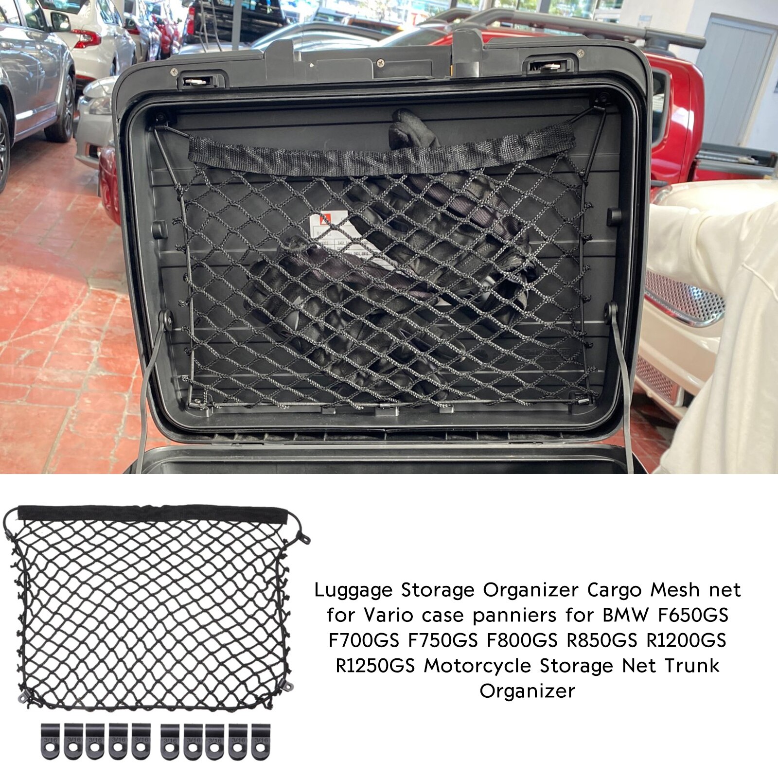 Black Motorcycle Storage Net Trunk Organizer Luggage Case Mesh Accessories For BMW R1200GS R1250GS GS 1200 Adventure F800GS