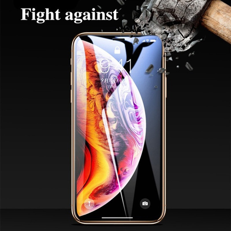 20D borde curvo cubierta completa de vidrio Protector para iphone 7 8 6 6S Plus Protector de pantalla templado para iphone X XR XS Max película de vidrio