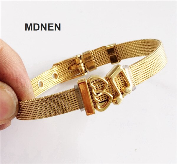 Rvs Keeper Mesh Armband met 3 pcs "I LOVE MUSIC" Slide Charms, Keeper Armbanden, DIY Sieraden