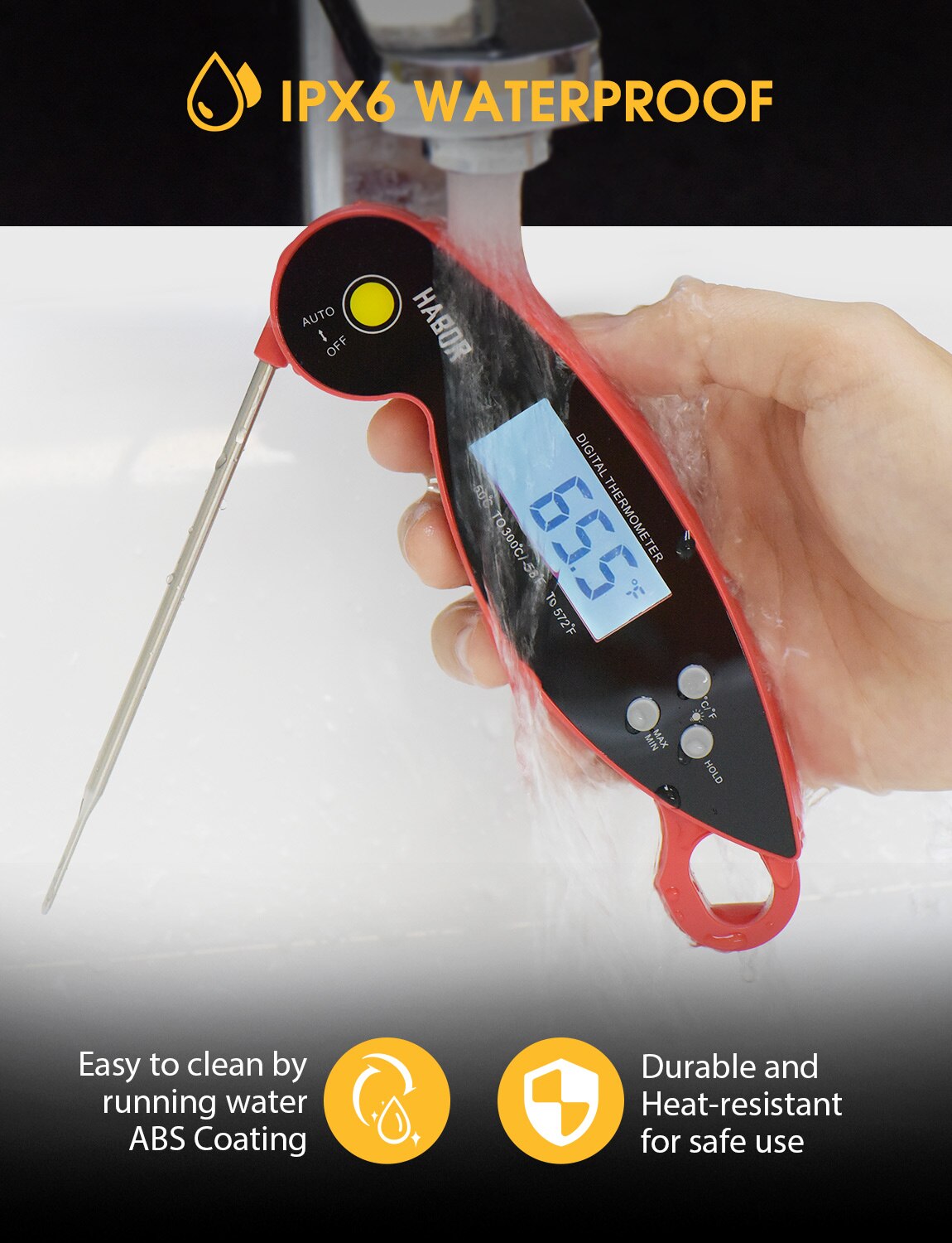 Habor Food Thermometer Digital Kitchen Thermometer Meat Water Milk Cooking Probe BBQ Electronic Oven Waterproof Kitchen Tools