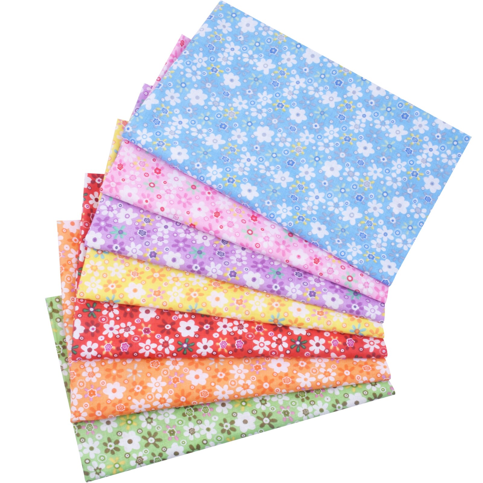 20x25cmFloral Plaid Stripe Cotton Fabric,Sewing Quilting DIY Patchwork Fabric Bundle, Handmade Cloth: 9 7pieces