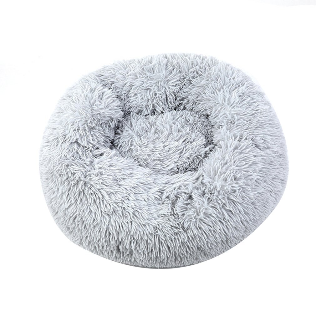 Pluche Kat Bed Huis Zachte Lange Pluche Beste Hond Bed Voor Honden Producten Nest Winter Warme Slaapzak Kat Huisdier bed Mat Kat Huis: light Gray