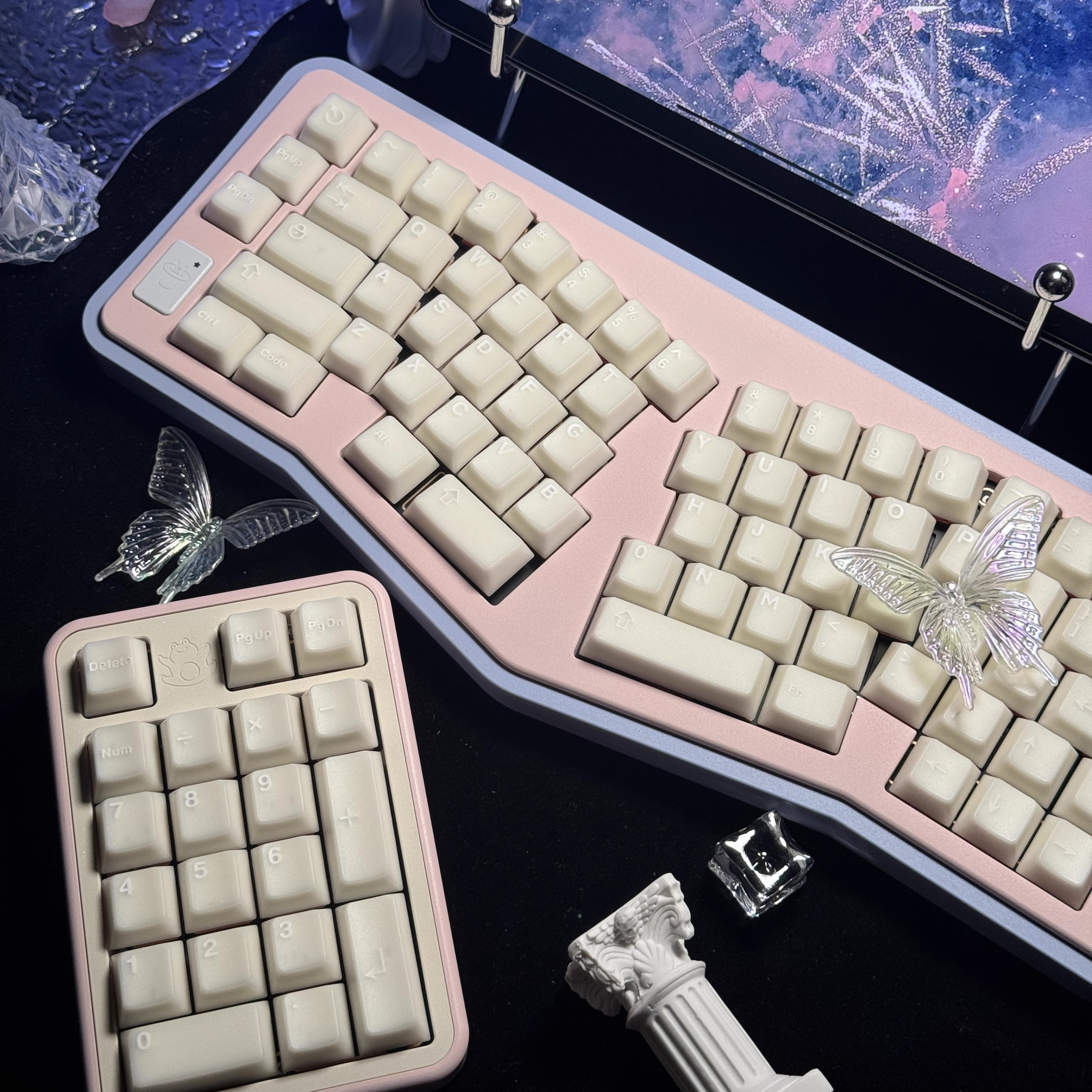 120 Keys Marble Themed Keycaps Double Shot PBT Keycaps Milk White Translucent Cherry Profile Keycap for MX Switch Gamer Keyboard