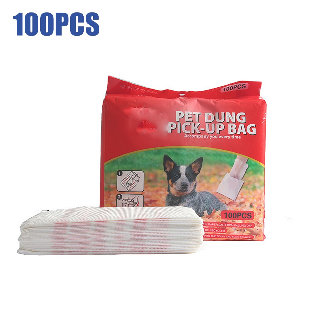 100PCS Dog Poop Bags Double-Layer Collector Plastic Bag Puppy Cat Pooper Dogshit Pick-Up Bags Outdoor Clean Pets Supplies