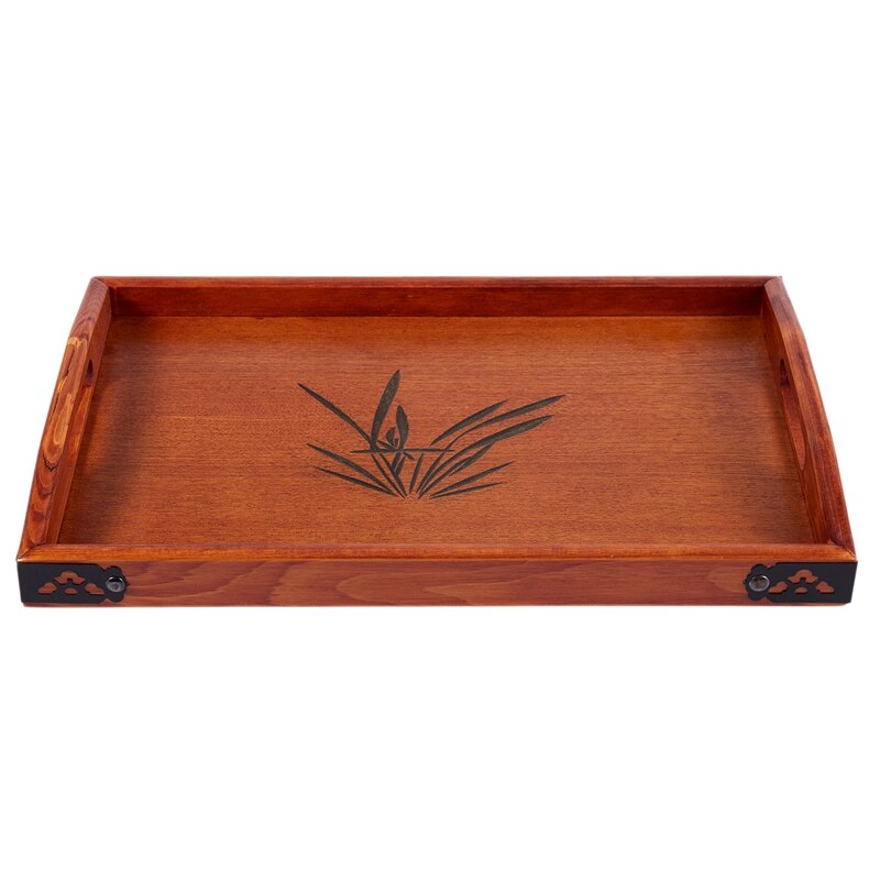 Meal Tea Drink Tray Wooden Breakfast Tea Tray with Handle Kitchen Catering Breakfast Service