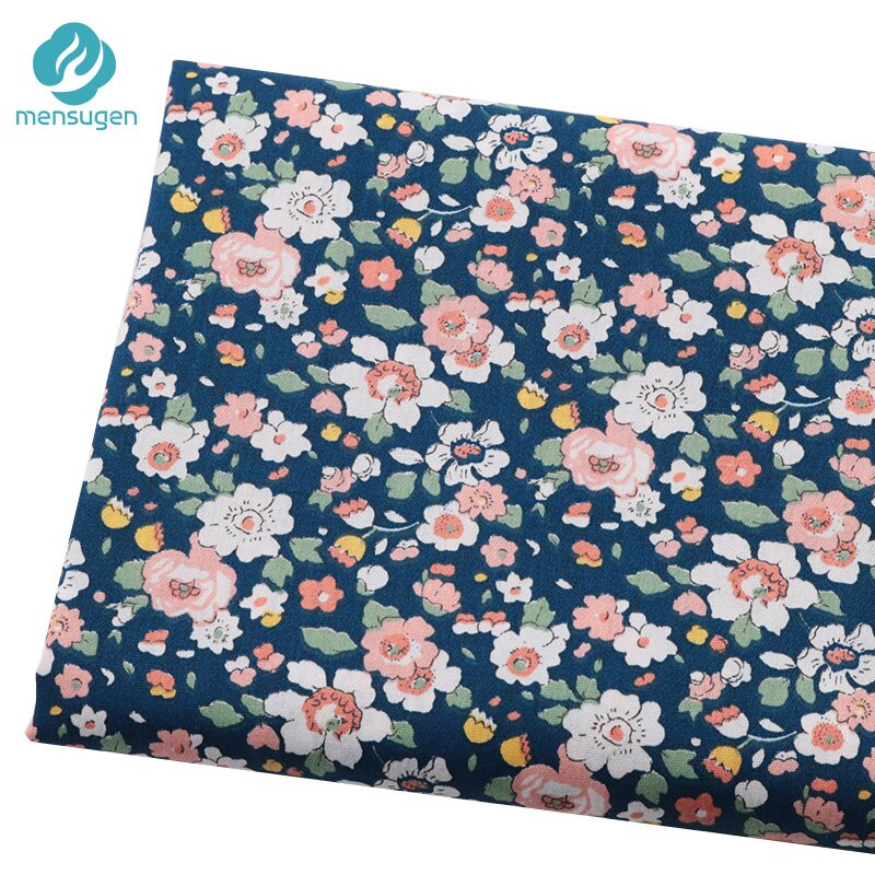 Fabric Meter Dark blue with Flowers Cotton Fabrics Women Baby Girls Dresses Skirts Sewing Cloth Blanket Cushion DIY Sewing Telas: 160cmx300cm
