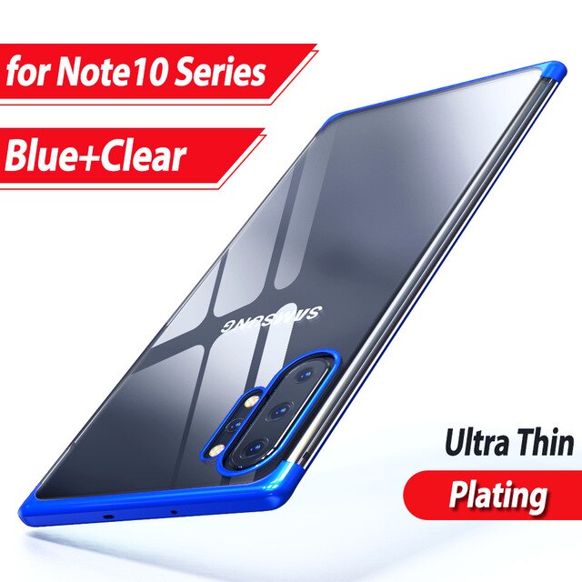 Lamorniea miękka TPU Case do Samsung Galaxy uwaga 10 poszycia miękkie czyste etui z TPU do Samsung Note 10 Plus Note10 Pro telefon przypadku: For Note 10 / Blue