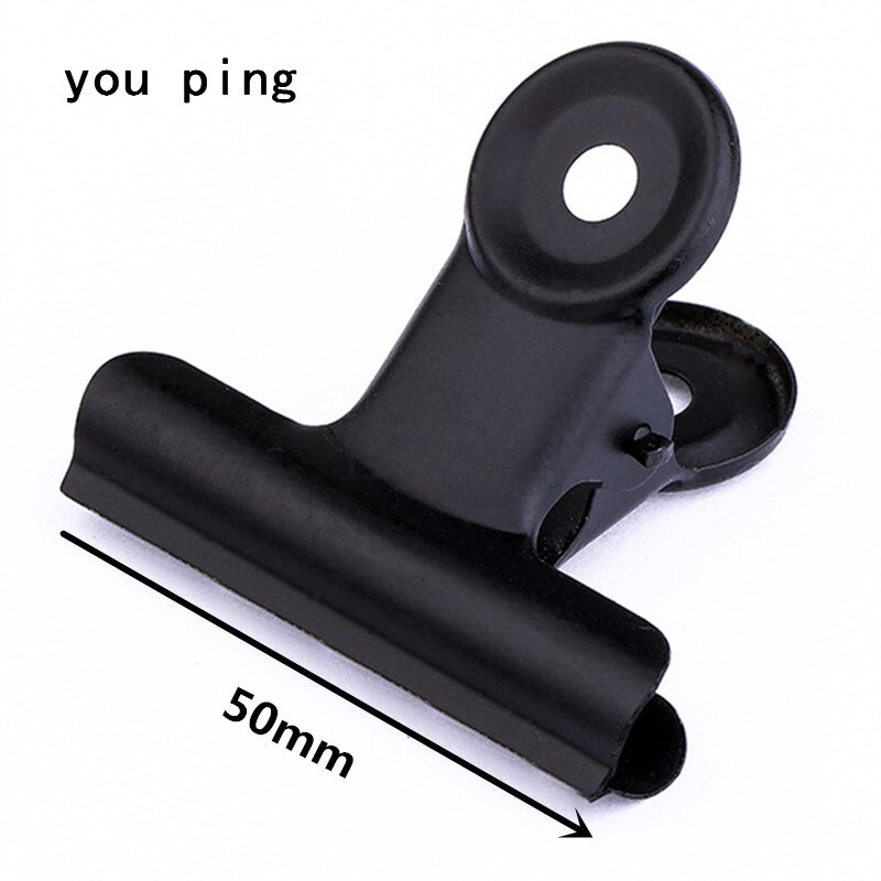 50mm 38mm 31mm 22mm Multicolor Round Metal Clamp Paper Bookmark Clips Memo Clip Student School Office Supplies: Black -50mm
