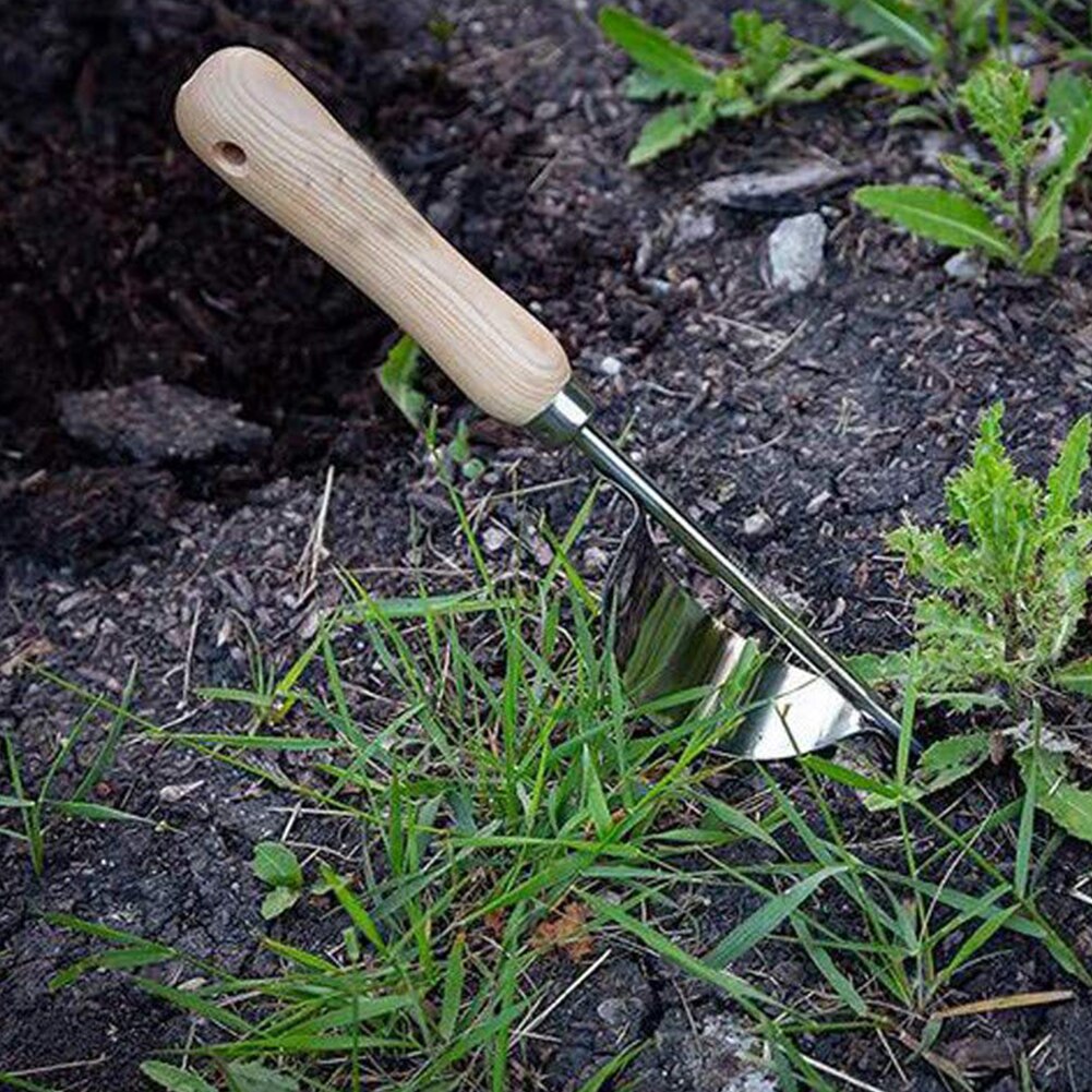 Outdoor Garden Weeder Manual Weeder Fork Stainless Steel Hand Wood Handle Digging Puller Weeding Tool