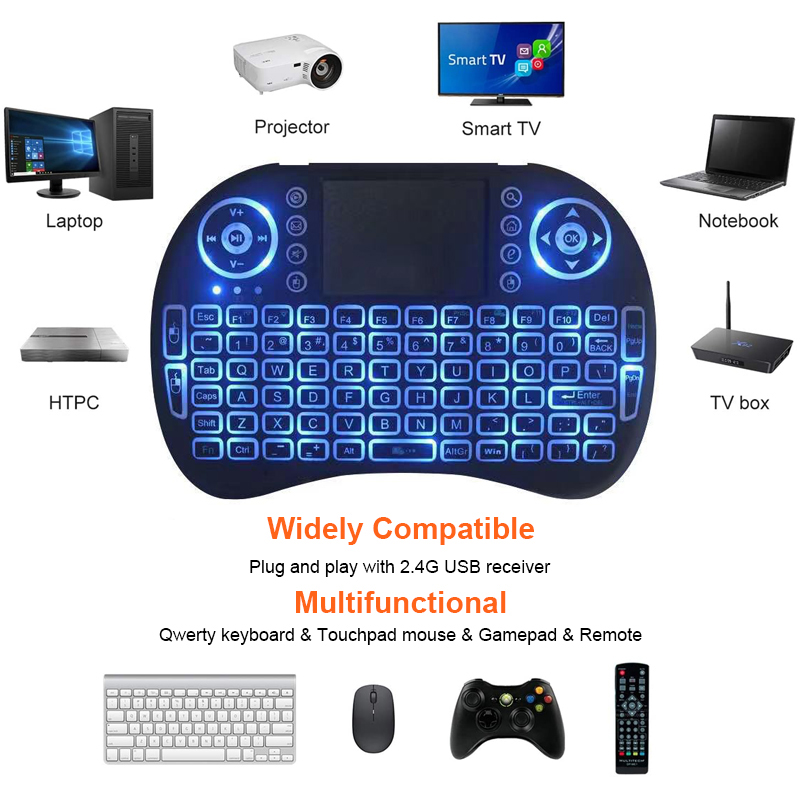 i8 Mini Wireless Keyboard 2.4GHz English Russian Arabic Spanish French Handheld For Android TV BOX Mouse Touchpad Remote Control