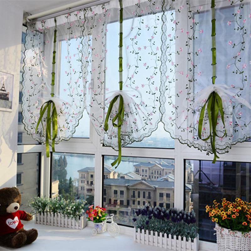 Moderna blommiga tyllfönsterbehandlingar skira gardiner för vardagsrummet sovrummet kök paneldraperier och persienner 80*100cm