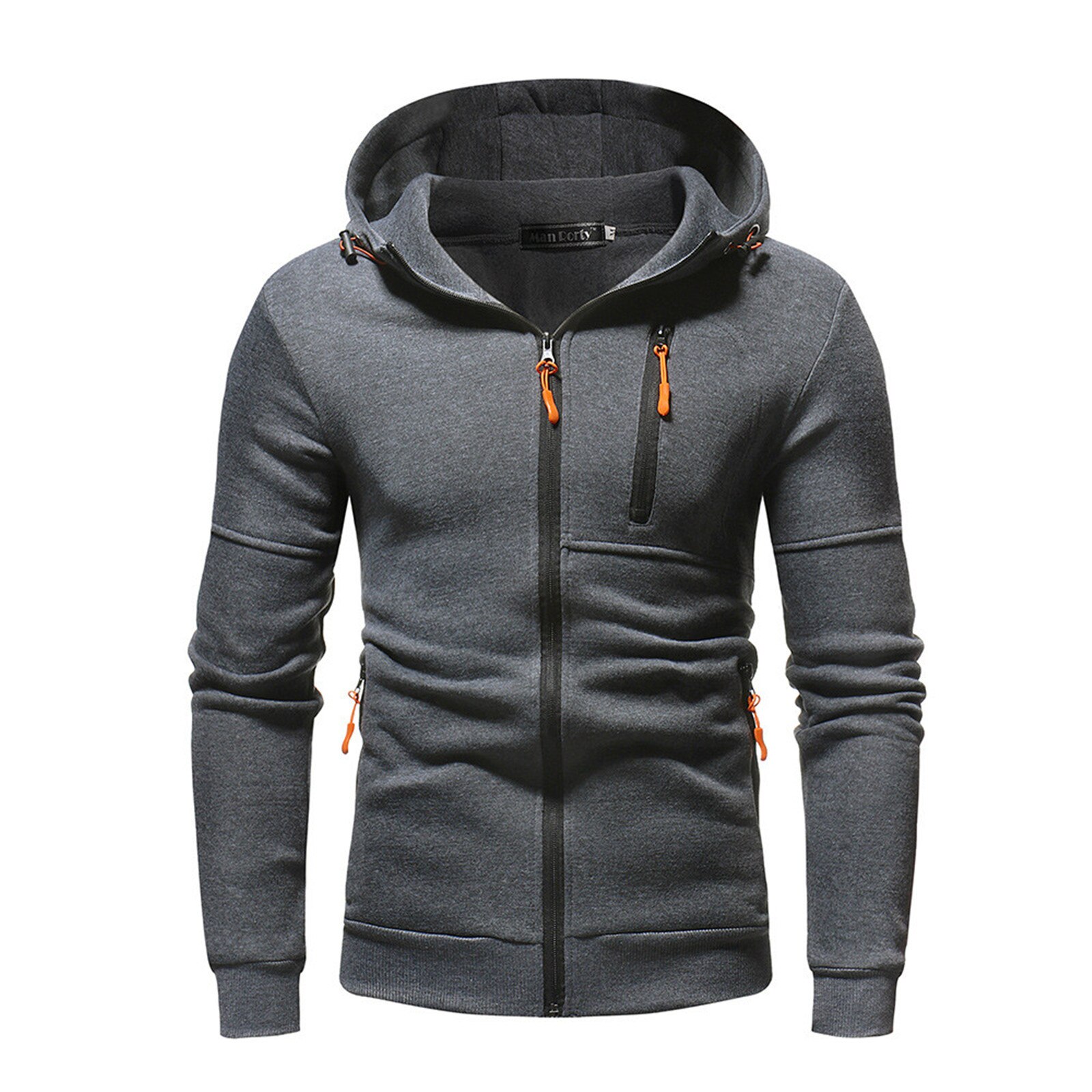 Sweat à capuche à manches longues avec fermeture éclair pour homme, sweat-shirt de rue en Patchwork, veste fine et décontractée pour l'automne et l'hiver, 3XL,: DG / M