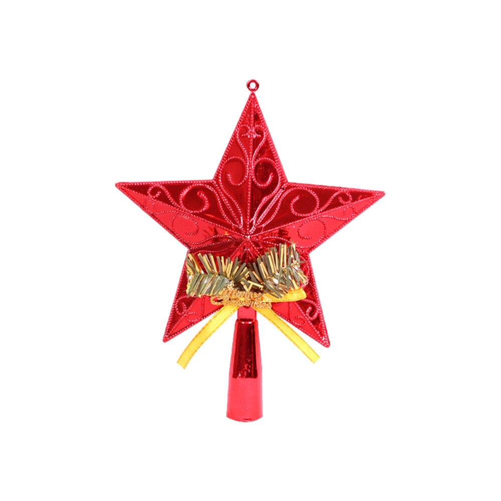 2pcs Golden Christmas Tree Topper Star Pentagram Treetop