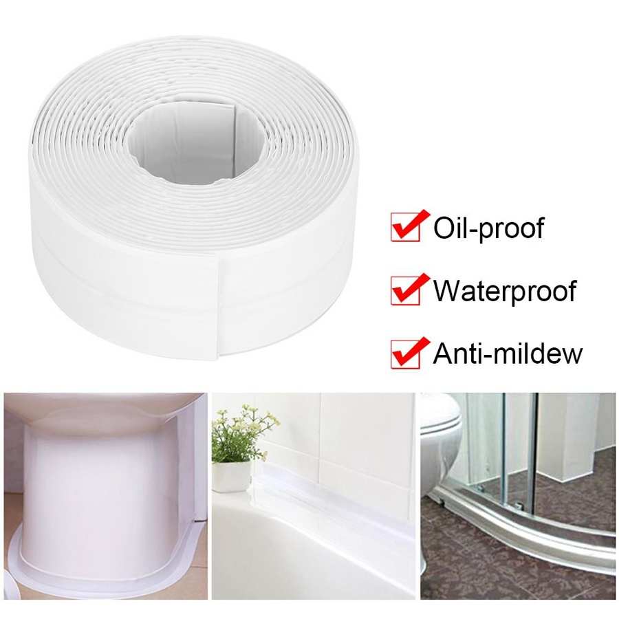 38mm Width Household White Self-Adhesive Mildewproof Waterproof Wall Sealing Strip Tape for Bathroom Kitchen kichen accessories