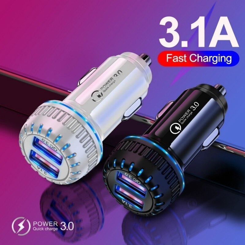 Car Accessories Fm Transmitter Car Charger Car USB Fast Charger Double Port USB Car Charger Adapter Phone Charger