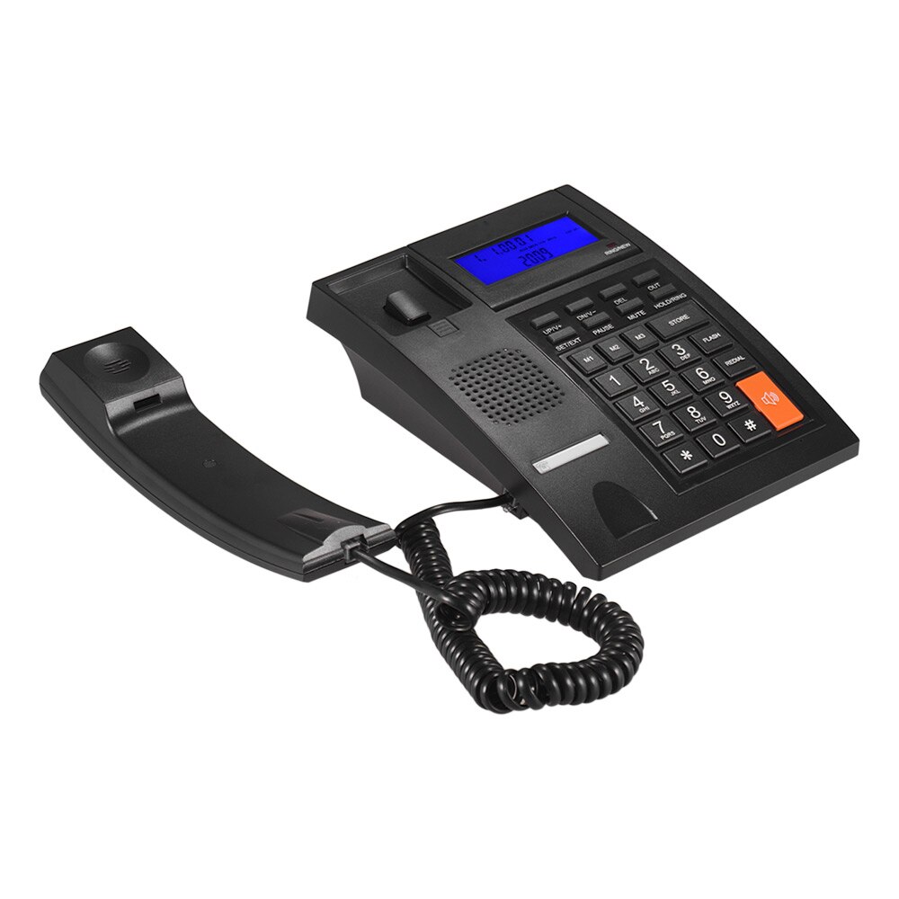 Corded Phone Desktop Fixed Landline Telephone with Adjustable LCD Display Mute/ Pause/ Hold/ Flash/ Redial/ Hands Free Functions