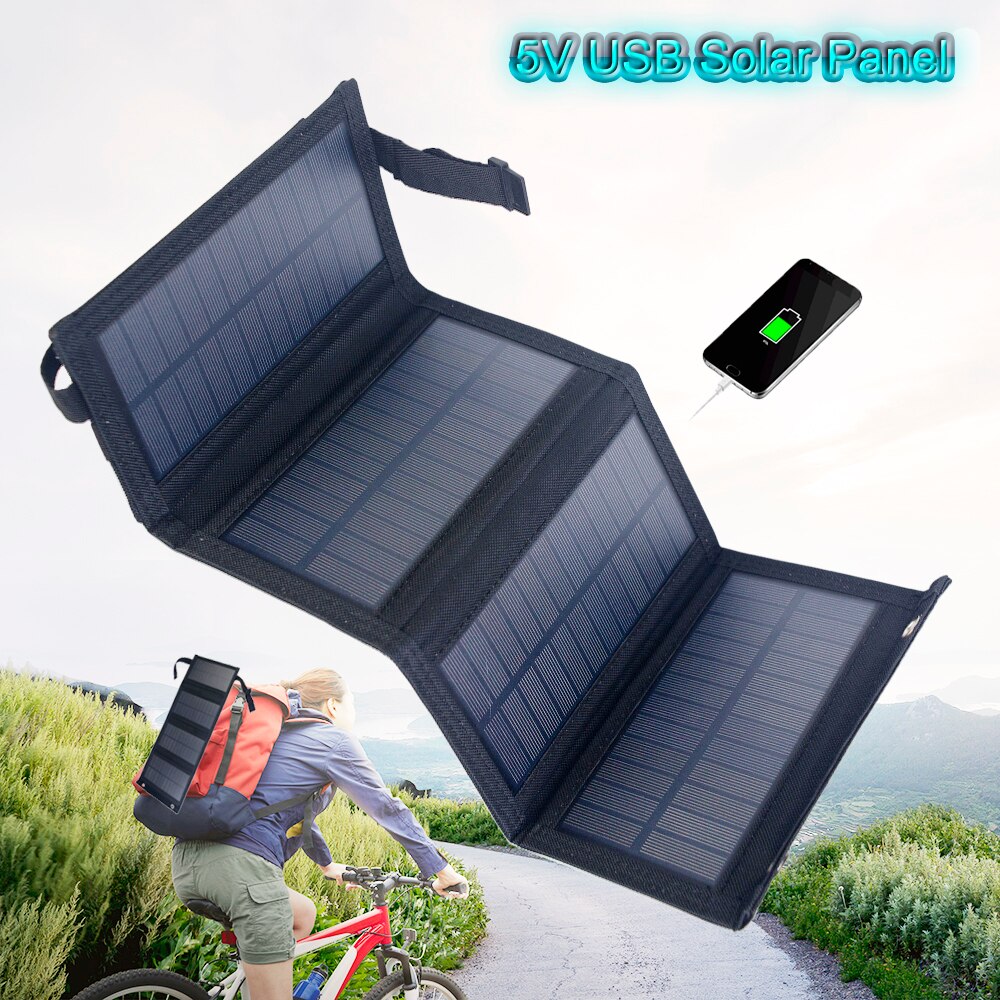 20W Foldable Solar Panel Kit USB 5V Solar Pannel Power Bank Cells Waterproof Solar Battery for Outdoor Camping Hiking Charger