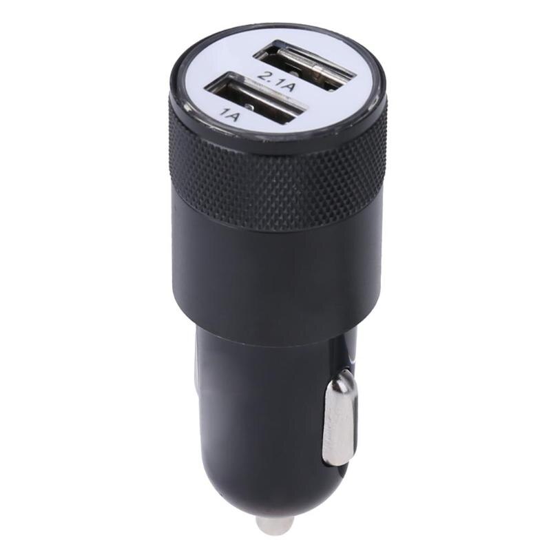 LED 5V Metal Dual USB Car Charger Aluminium Alloy 2.1A Aluminium Alloy Car Cigarette Lighter Adapter car accessaries: Black