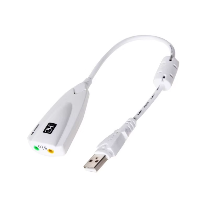 Placa de som usb para jogos de computador, placa de som externa específica de alta qualidade, placa de som com fio estéreo 5hv2 de 7.1 canais: BRANCO
