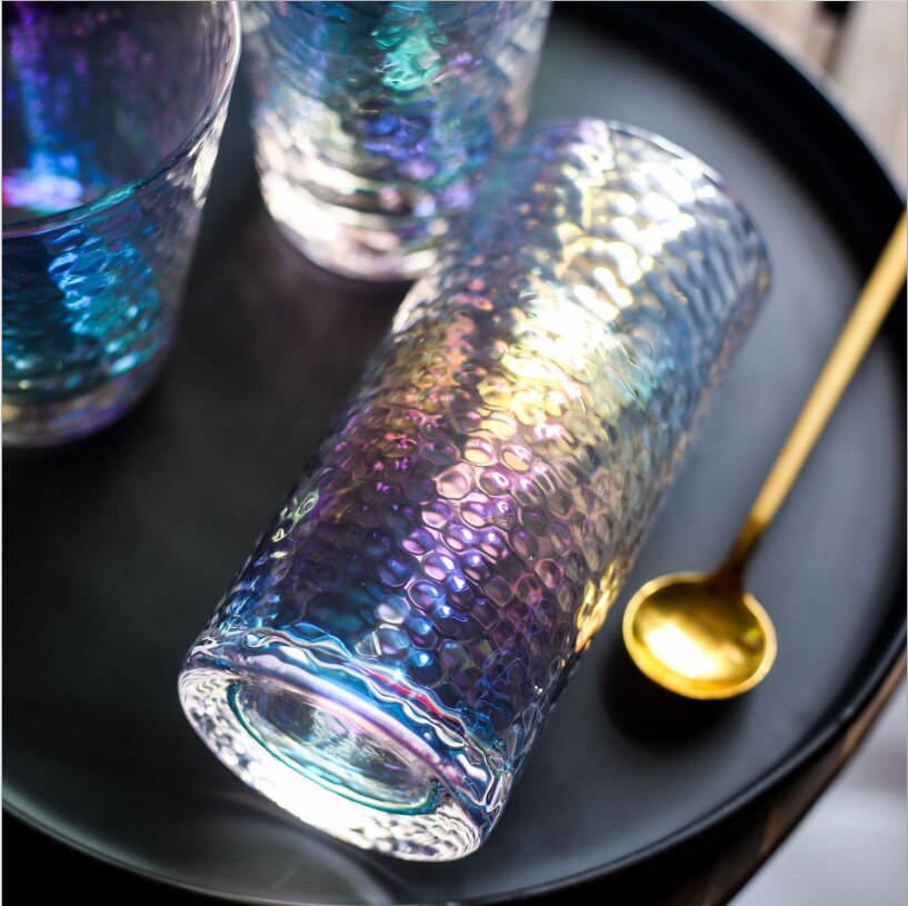 Creatieve Hamer-print Schitterende Gekleurde Glas Drank Cup