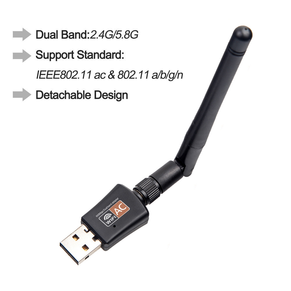 Ykstar tv stick wifi adapter usb dual band 600 mbps 5/2.4 ghz antenne dongle lan til windows xp win 7 8 10 mac vista netværkskort