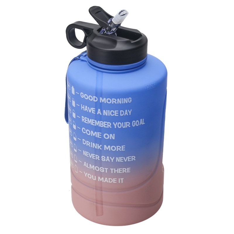 Large Half Gallon Motivational Water Bottle Leakproof BPA Free Tritan Sports Water Jug with Time Marker Ensure You Drink Enough