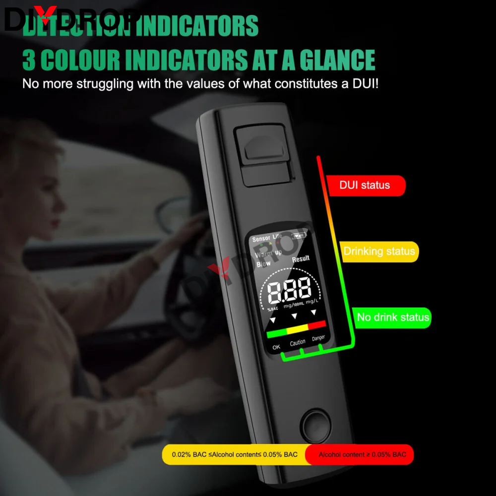 Digital Alcohol Tester with LCD Display Portable Charging Breathalyzer For Drunk Driving Alcohol Alcoholimeter