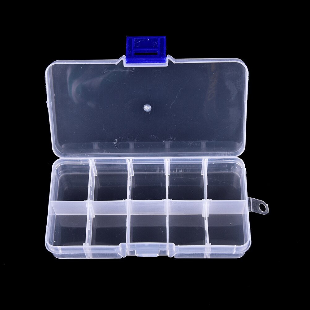 Duurzaam 10 Compartimenten Transparante Zichtbare Plastic Visgerei Doos Vissen Lokken Opbergdoos Case Fish Tool 12.8*6*2.3 Cm