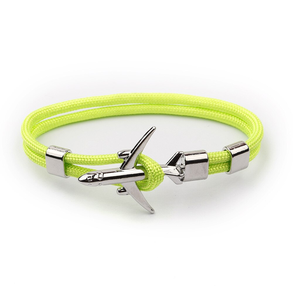 Gevlochten Armbanden Mannen Charm Rope Chain Vliegtuig Anker Armband Mannelijke Vrouwen Air Vliegtuig Stijl Gevlochten Armband Sport Haak