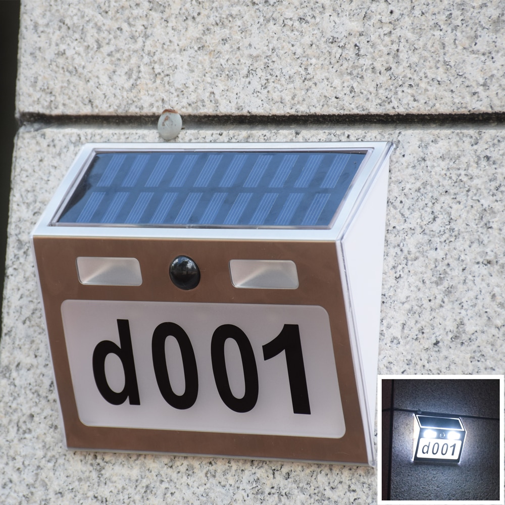 House Number Outdoor LED Solar Light Motion Sensor Door Number Plate House Address Numbers and Letters Waterproof Doorplate
