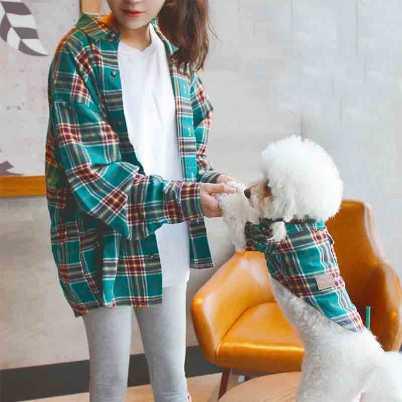 Ropa para padres e hijos, ropa para perros y gatos, ropa fina de verano para padres e hijos, camisa a cuadros, ropa para perros pequeños con bulldog Francés