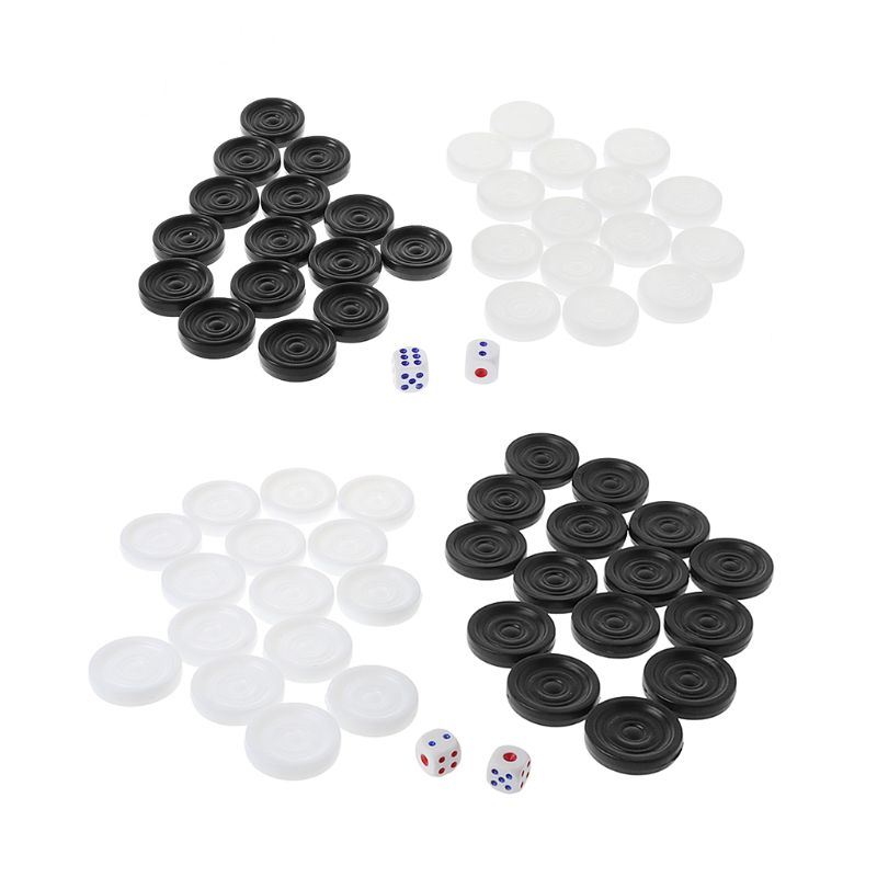 48 Pièces Dames En Bois Pièces De Backgammon D'Échecs Dames Empilables Jetons De Table De Jeu