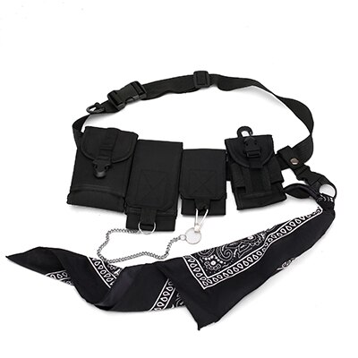 Hip Hop Brust Tasche für Männer Schwarz Streetwear Brust Rig Fanny Pack Multi-tasche Reise Telefon Gürtel Tasche beutel Taille Pack: Black