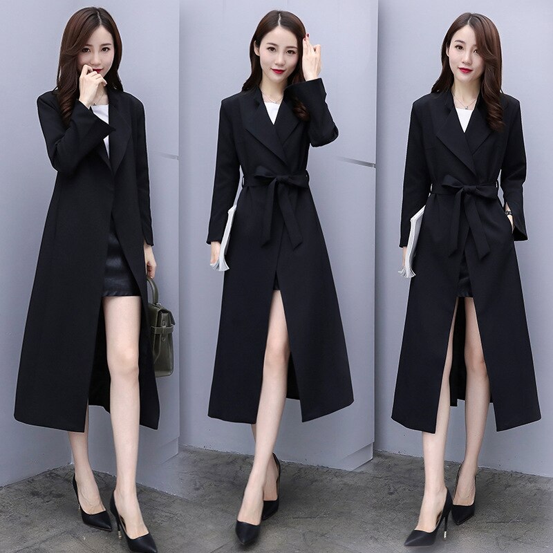 Trench Coat Women's Mid-length Style Korean-style Red Overcoat Waist Hugging Slimming Spring And Autumn over-th