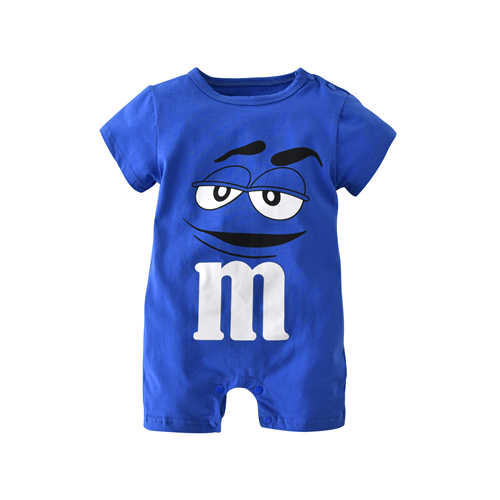 Baby Jumpsuit Katoen Baby Body Korte Mouw Kleding Baby Jumpsuit Cartoon Alfabet Print Baby Boy Meisje Kleding Panty: G13-Blue / 90