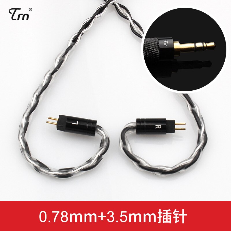 TRN 8 Core Silver Plated Cable HIFI Earphone MMCX/2Pin Connector Use For TRN V90 BA5 V10/V20/V60 V30 TRN V80 IM1 IM2 X6: black 0.78 3.5MM