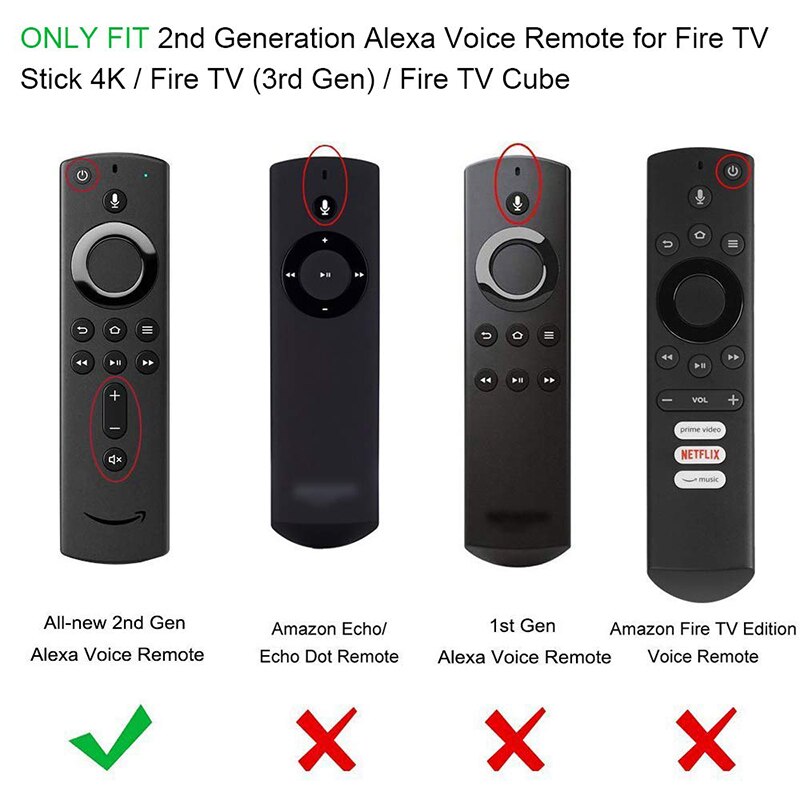 for 2Nd Gen Fire TV Stick Alexa Voice Remote Silicone Shock Proof Case Cover