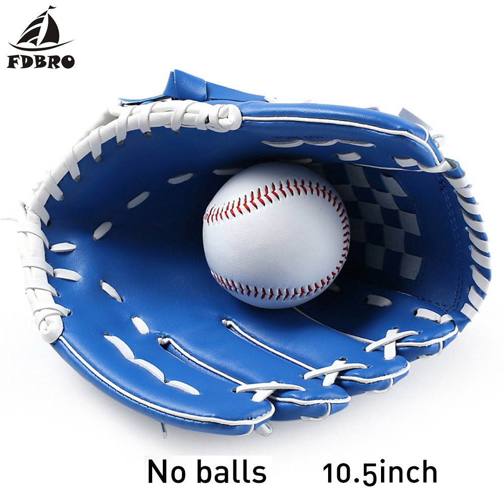 Fdbro baseball handske udendørs sport brun softball træningsudstyr størrelse 10.5/11.5/12.5 venstre hånd kvinde baseball træning: Blå 10.5