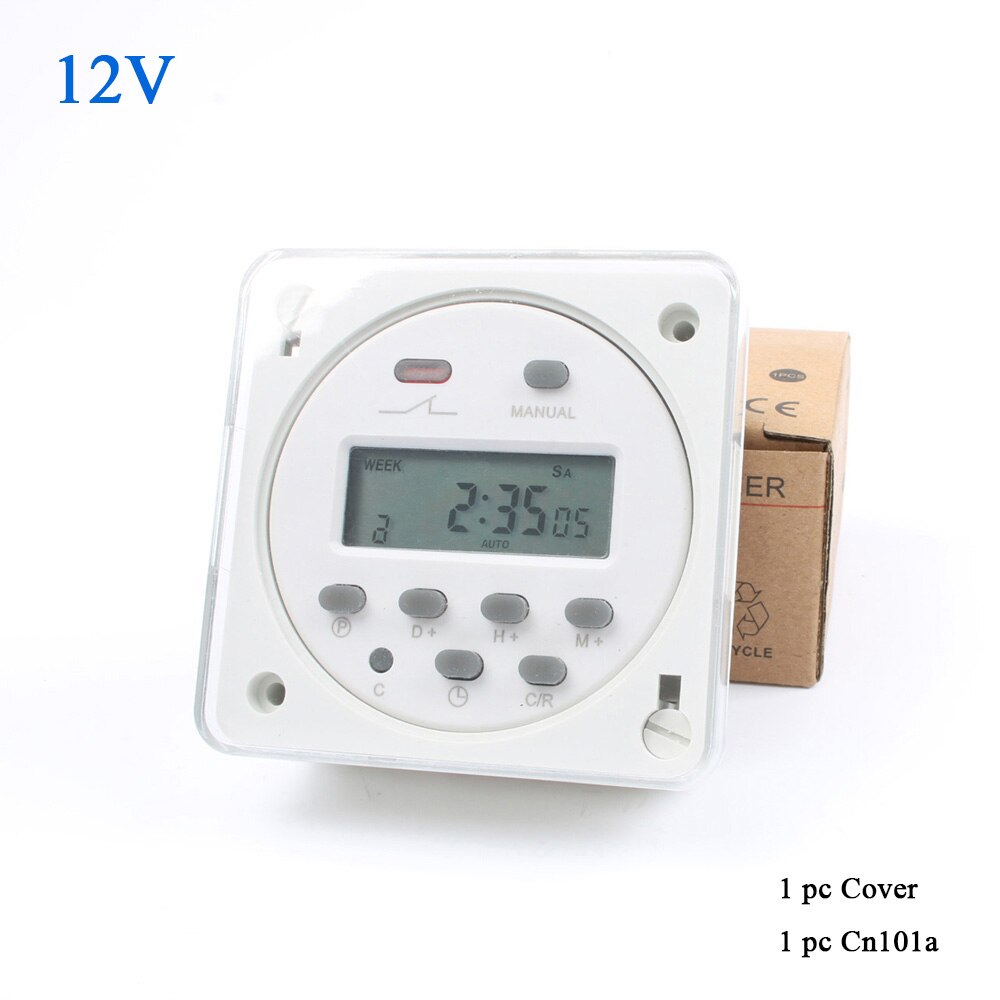 Stable CN101A 24V Digital LCD Power Programmable Time Switch Relay 8A TO 16A CN101 TIMER with protective cover weekly 7days: 12V