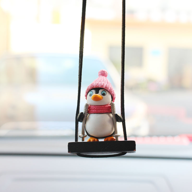 Schaukel Schlitten Pinguin Auto Anhänger Gentleman Pinguin Auto Rückspiegel Dekoration Auto Interieur Zubehör Ebene puppe Spielzeug