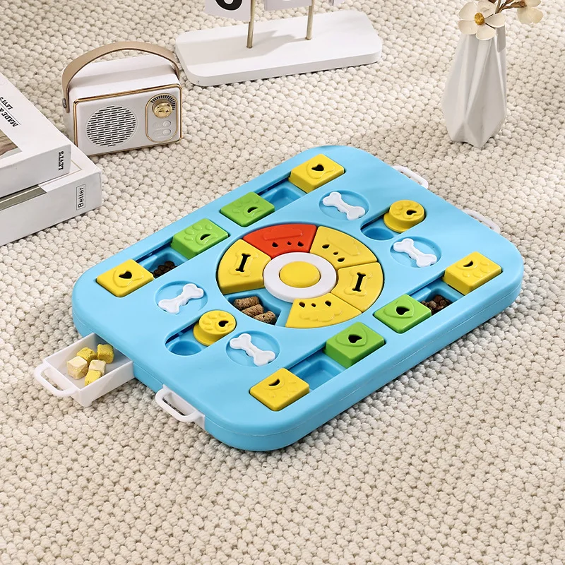 Jouets Puzzle pour chiens, mangeoire lente interactive, augmentation des chiots, distributeur de nourriture IQ, manger lentement, bol antidérapant, jeu d'entraînement pour animaux de compagnie, chat et chiens: Bleu marine