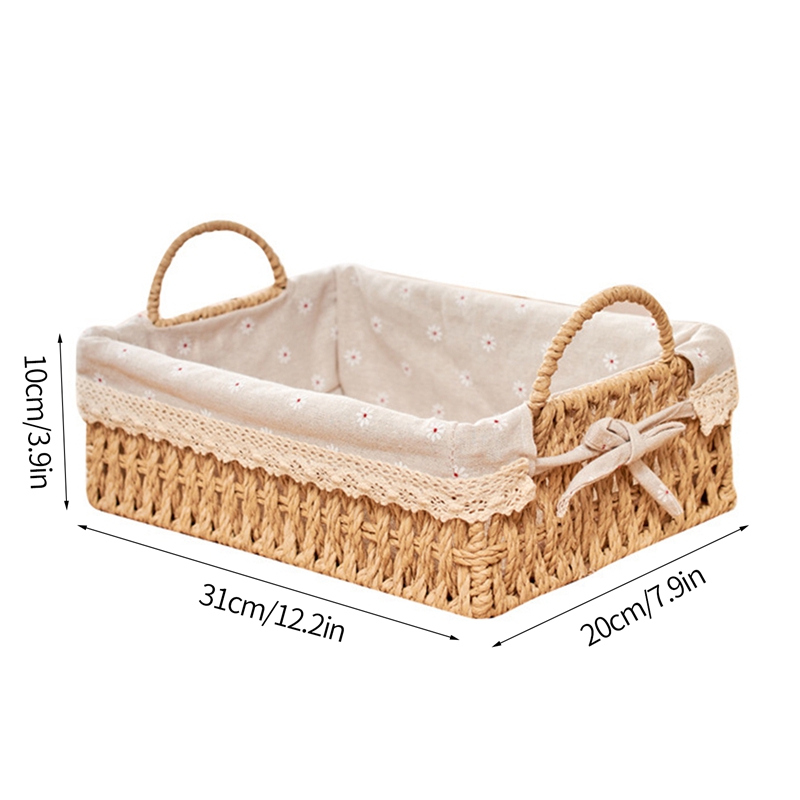Geweven opbergmanden Rieten mand voor Keukenorganizer Badkamer Organiserende manden Desktop Organizer Container: Oranje