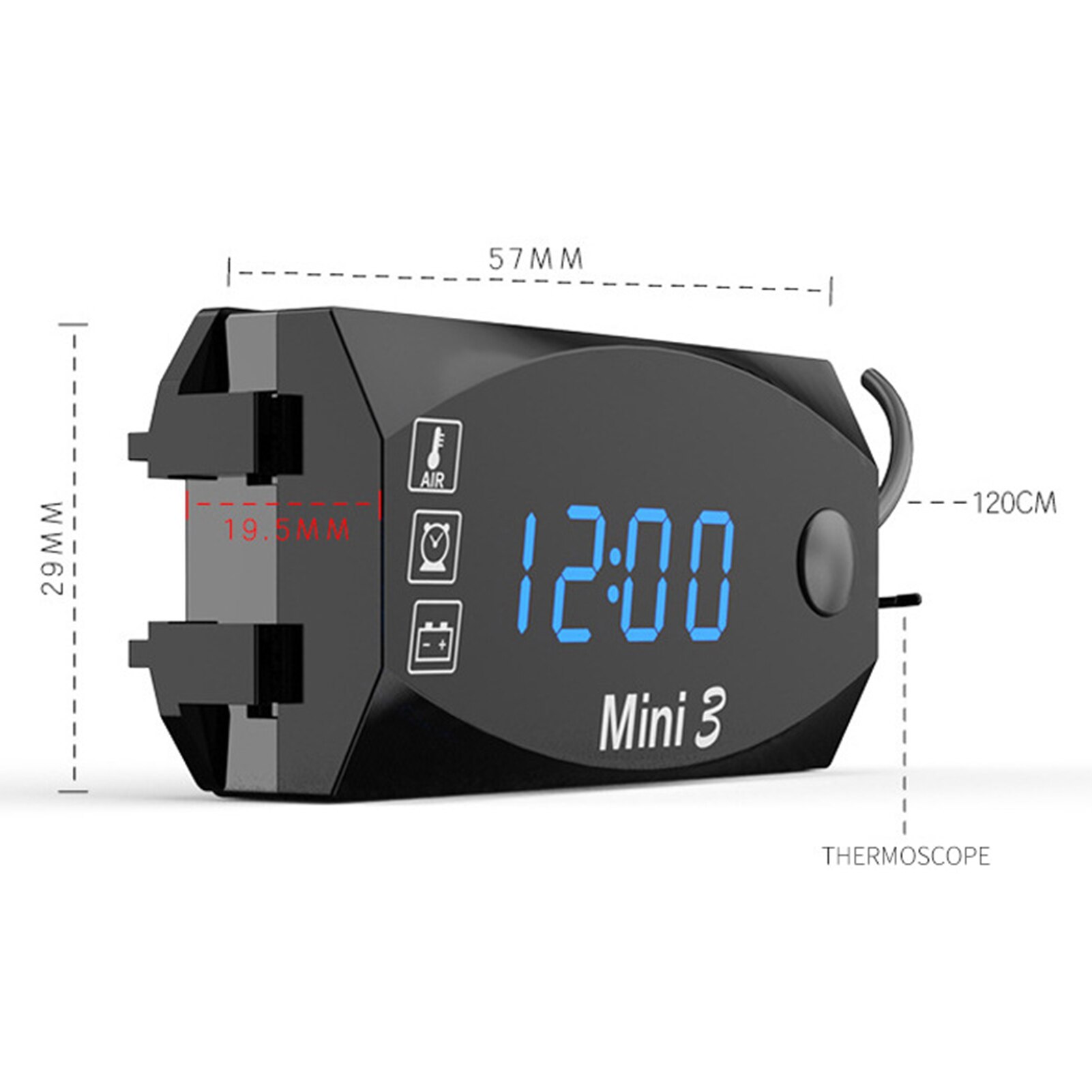 Zegar elektroniczny 3 w 1 uniwersalny motocykl zegar elektroniczny termometr woltomierz zegarek wyświetlacz akcesoria motocyklowe 2020