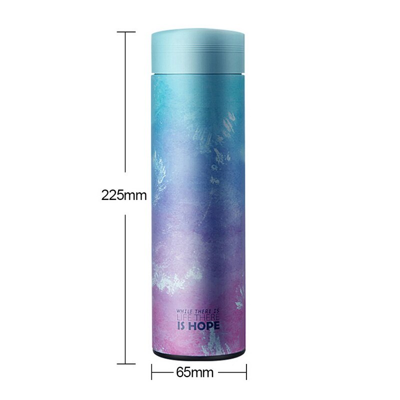 Termo de acero inoxidable de 500ML para infusiones, taza de té con termo de viaje, vaso de café, botella de agua aislada, 304: Blue Purple